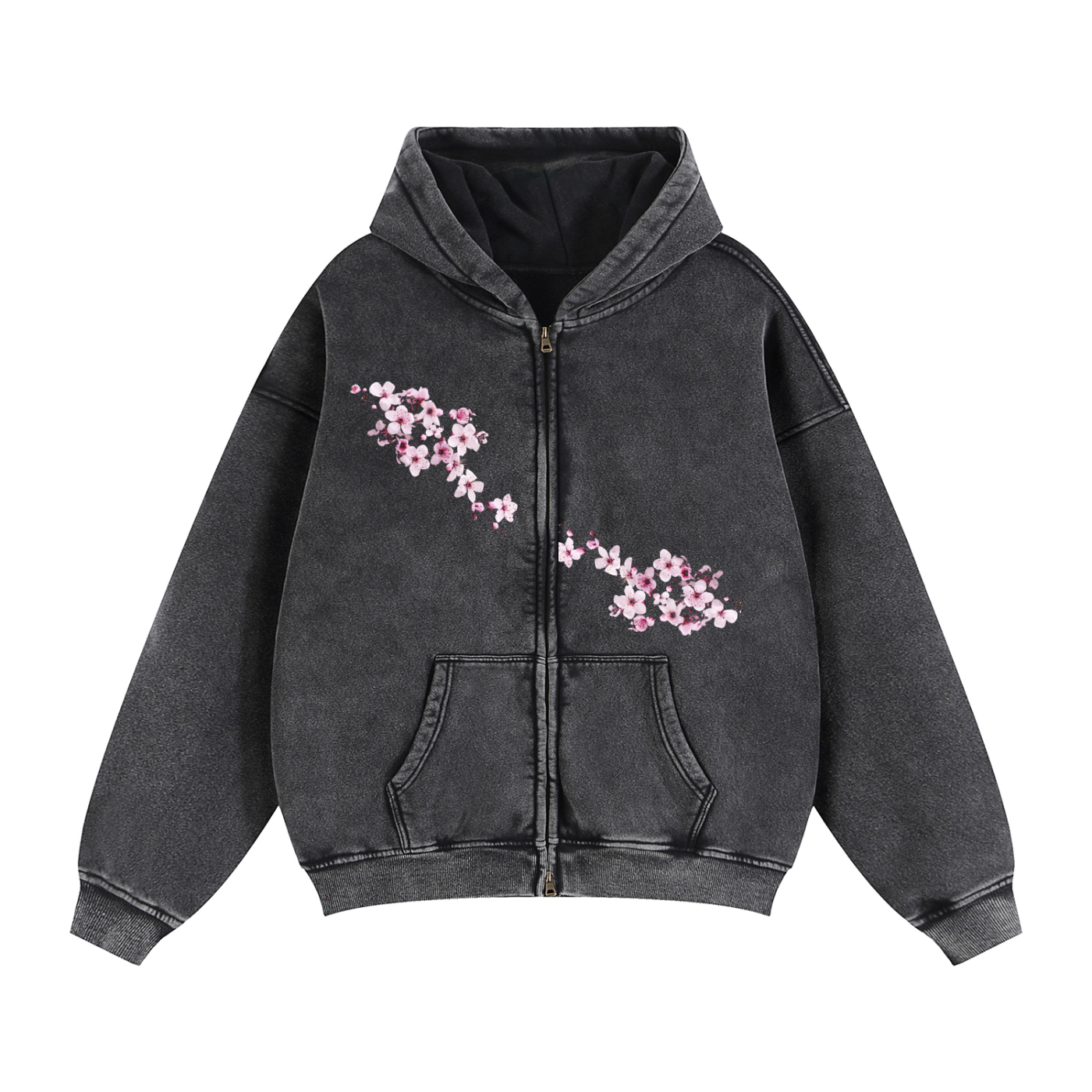 Roses Zip-Through Boxy Fleece Hoodie