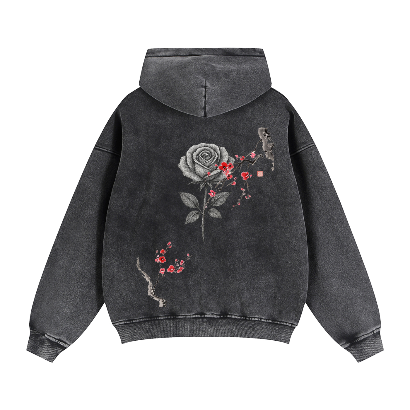 Roses Zip-Through Boxy Fleece Hoodie
