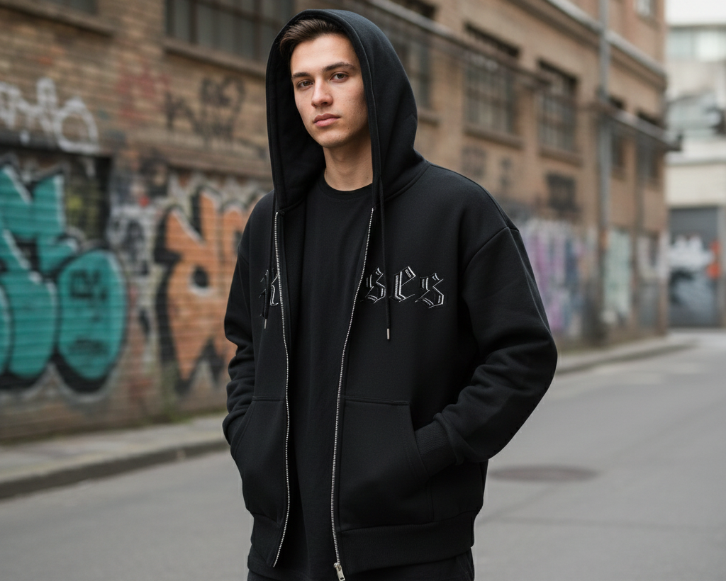 Roses Full-Zip Boxy Hoodie