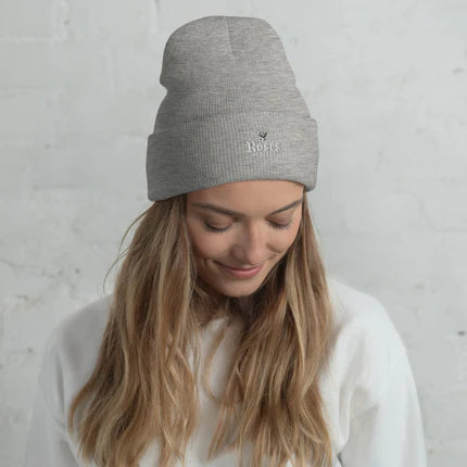 Cuffed Beanie Roses